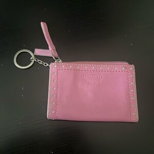 Mini Coach Keychain Wallet Pink